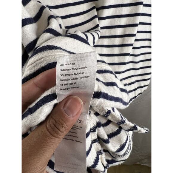 Mariners Grade Women's White and Blue Striped Blouse Size 14 w/Pockets - Picture 3 of 4